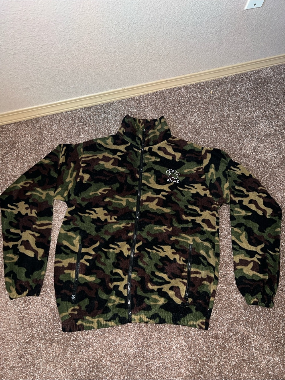 PAWZ Women's Camo Fleece Zip-Up Jacket - Green Multi